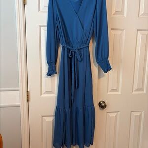 Chic Long Sleeve Blue Dress